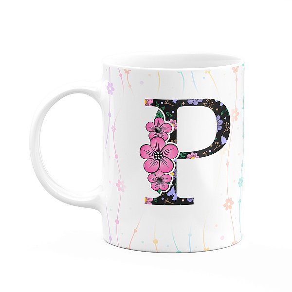Caneca Today - com inicial do nome letra P - 325ml