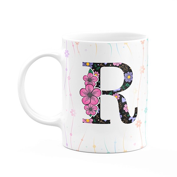 Caneca Today - com inicial do nome letra R - 325ml