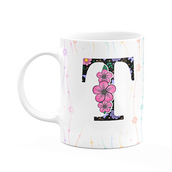 Caneca Today - com inicial do nome letra T - 325ml