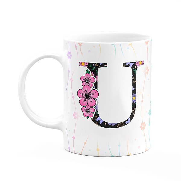 Caneca Today - com inicial do nome letra U - 325ml