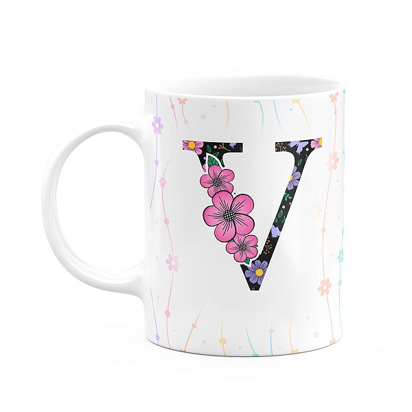 Caneca Today - com inicial do nome letra V - 325ml