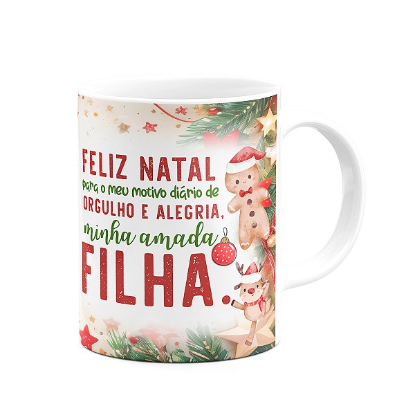 Caneca Natal Família - Feliz natal Filha - 325ml