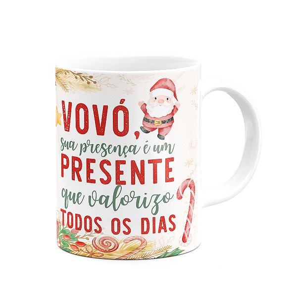 Caneca Natal Família - Feliz natal Vovó - 325ml