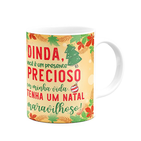 Caneca Natal Família - Feliz natal Dinda - 325ml