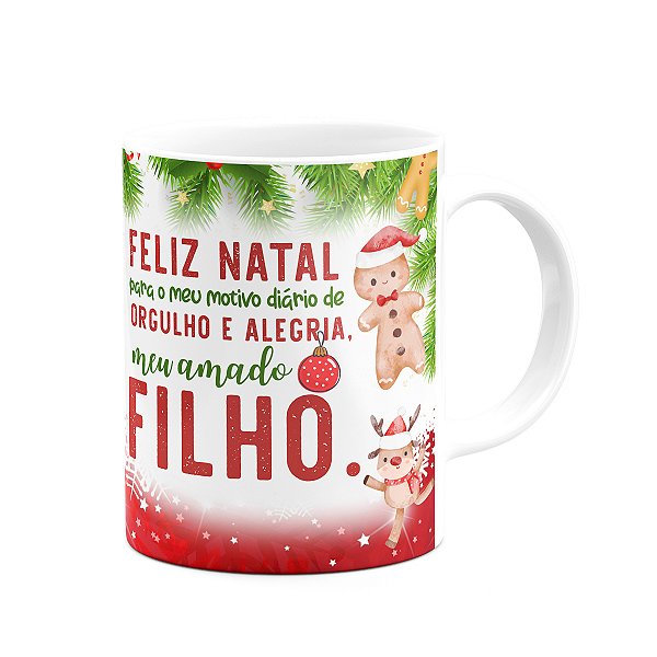 Caneca Natal Família - Feliz natal Filho - 325ml