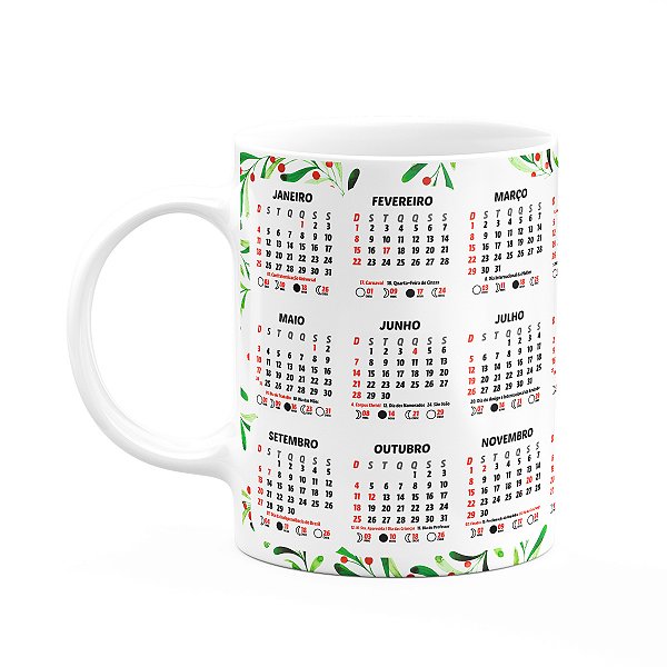 Caneca Natalina - Calendário 2026 - Então bom natal - 325ml