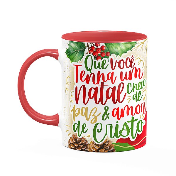 Caneca Natal de Jesus - Paz e amor de Cristo - 325ml b-red
