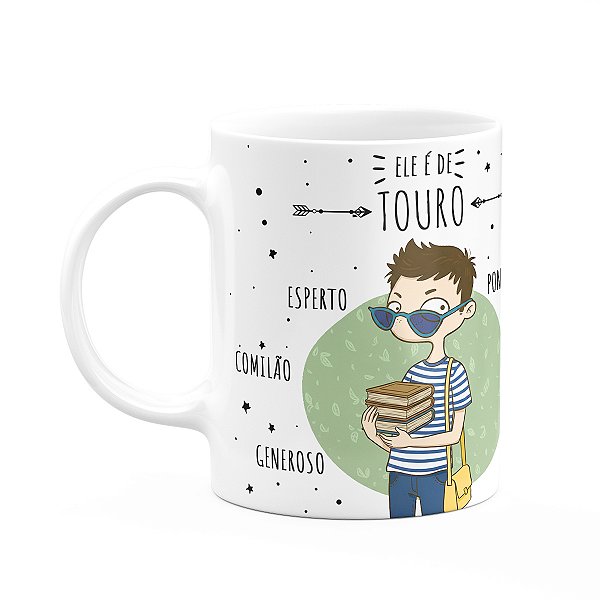 Caneca Signos Cartoon - Ele é de Touro - 325ml