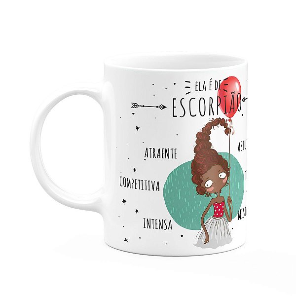 Caneca Signos Cartoon - Ela é de Escorpião - M2 - 325ml