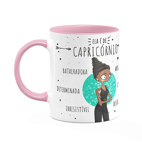 Caneca Signos Cartoon - Ela é de Capricórnio - B-pink - M2