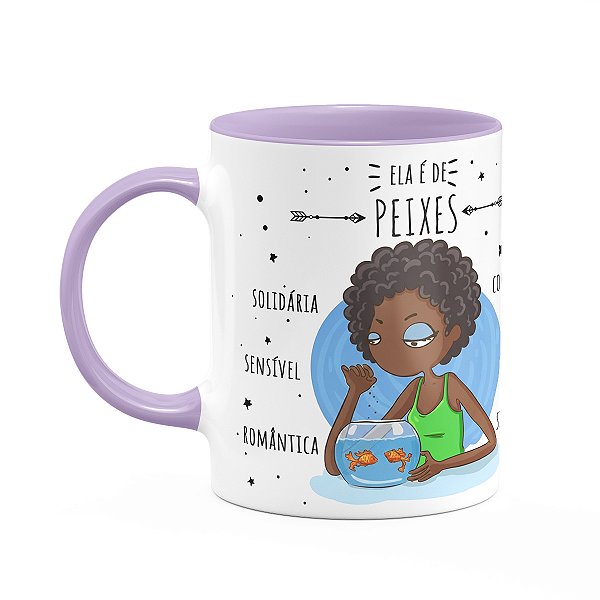 Caneca Signos Cartoon - Ela é de Peixes - B-lilac - M2