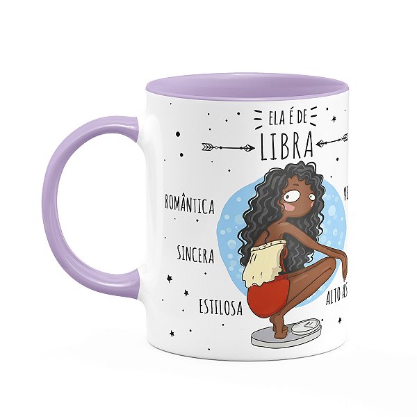 Caneca Signos Cartoon - Ela é de Libra - B-lilac - M2