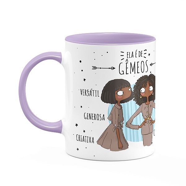 Caneca Signos Cartoon - Ela é de Gêmeos - B-lilac - M2