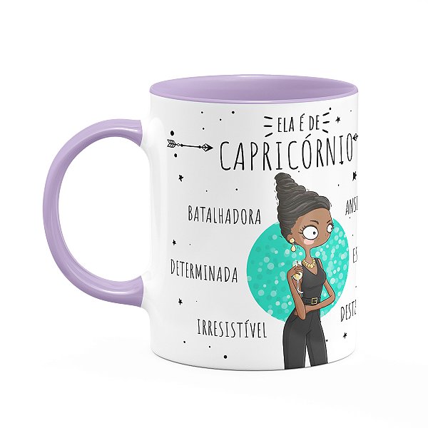 Caneca Signos Cartoon - Ela é de Capricórnio - B-lilac - M2