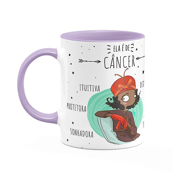 Caneca Signos Cartoon - Ela é de Câncer - B-lilac - M2