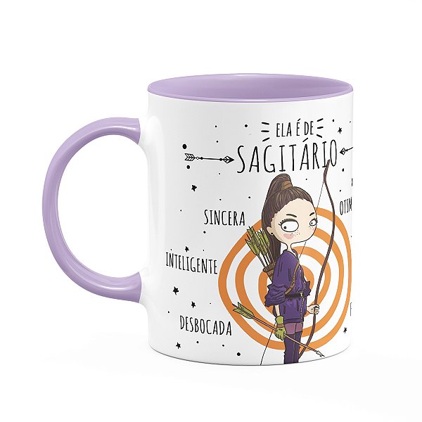 Caneca Signos Cartoon - Ela é de Sagitário - B-lilac
