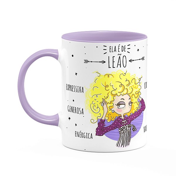 Caneca Signos Cartoon - Ela é de Leão - B-lilac - M1