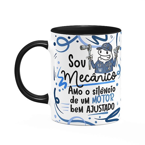 Caneca Flork Profissões - Sou Mecânico - B-black - 325ml