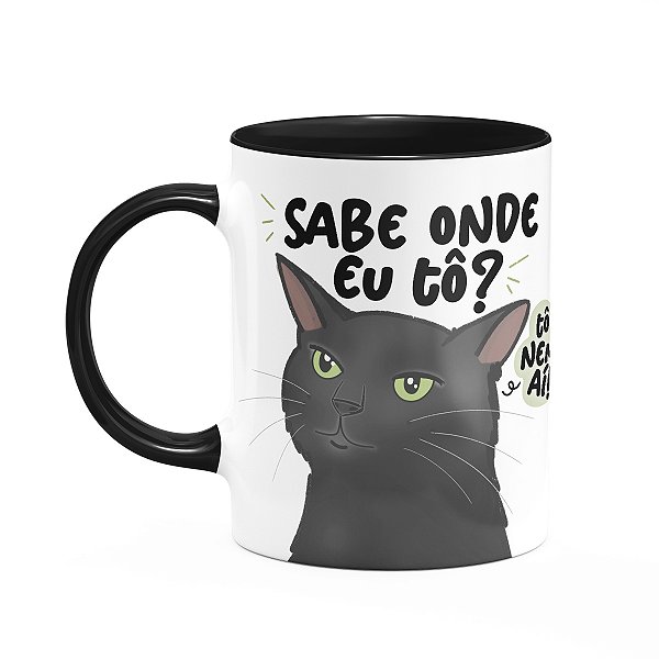Caneca Geek Divertida Meme Gato - Sabe onde eu tô?