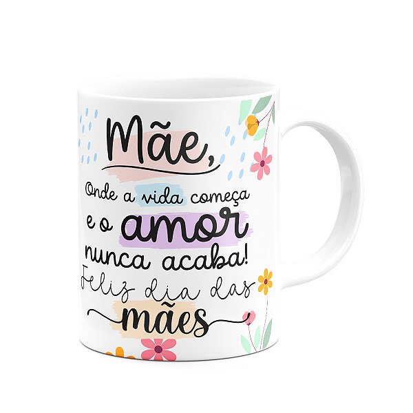 Caneca Mães, feliz dia! - Onde a vida começa  - 325ml