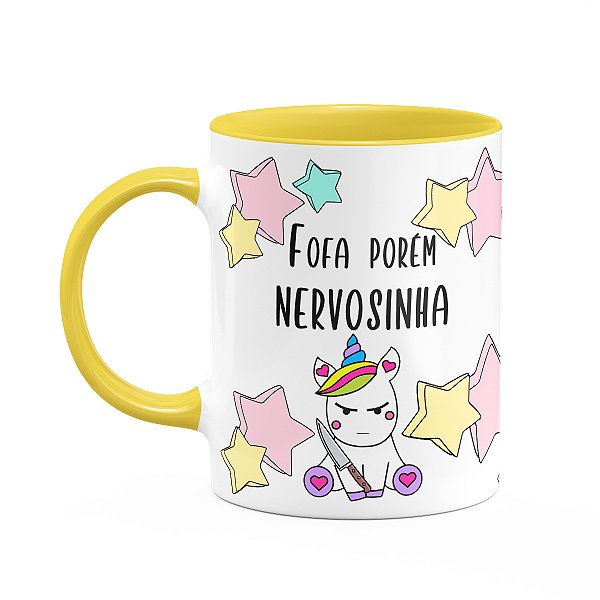 Caneca Divertida  - Fofa porém nervosinha Unicorn - B-yellow