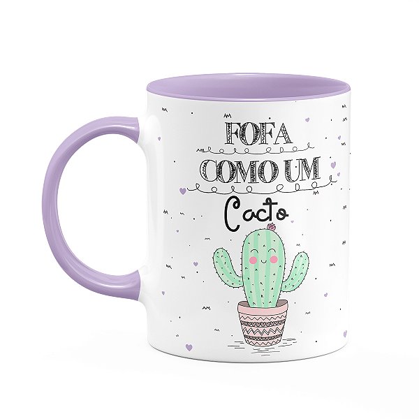 Caneca Divertida - Fofa como um cacto - B-lilac - 325ml