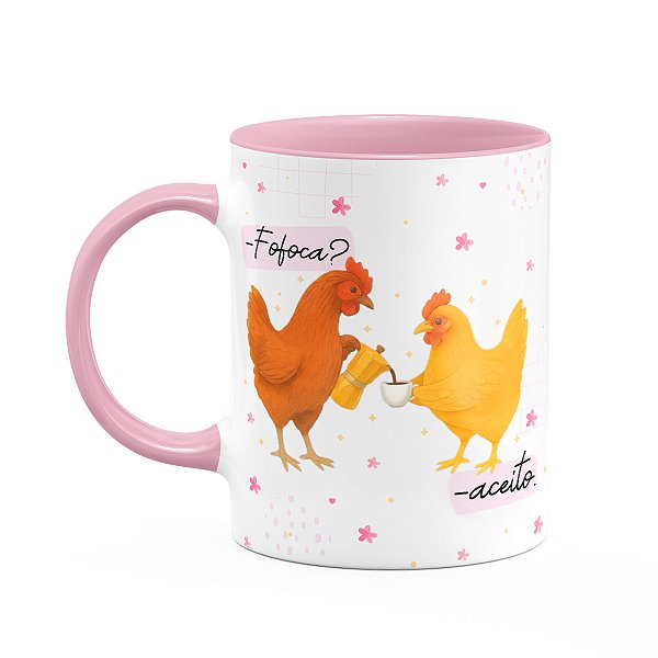 Caneca Divertida Amizade - Fofoca? Aceito - B-pink