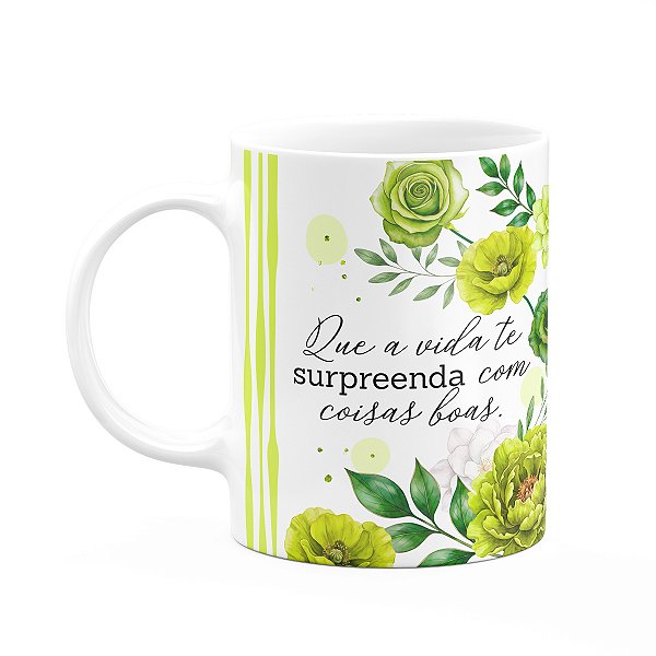 Caneca Floral Positividade - Que a vida te surpreenda