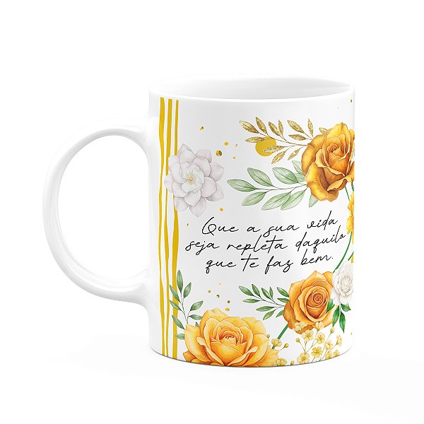 Caneca Floral Positividade - O que te faz bem