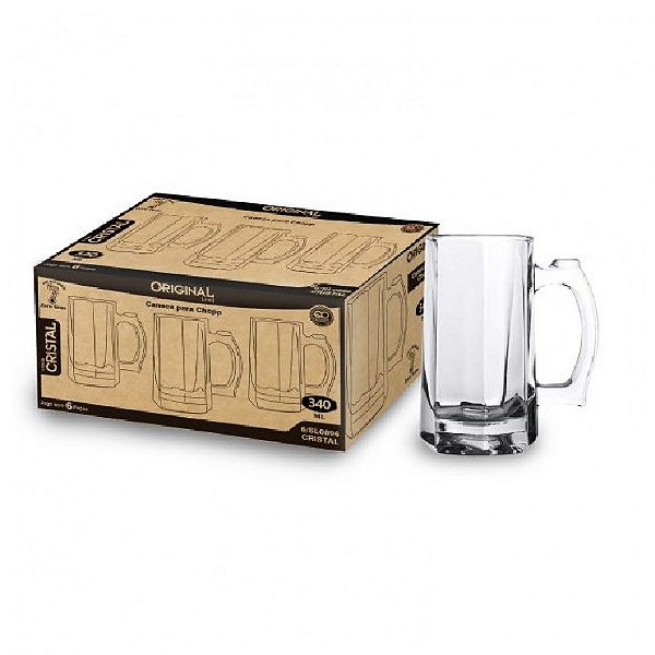 JOGO DE CANECAS 340 ML PARA CHOPP ZERO GRAU COM 6 PEÇAS