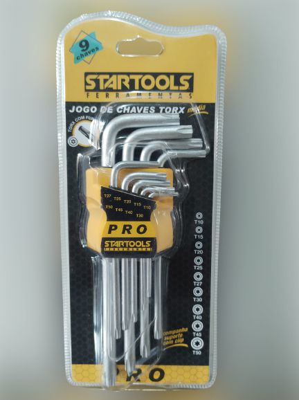 JOGO DE CHAVES TORX PROFISSIONAL MÉDIA - 9 PÇS (T10 A T50)