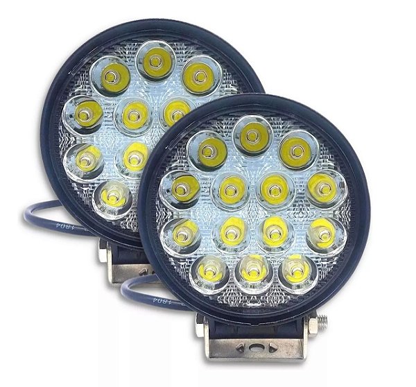 PAR FAROL DE MILHA AUXILIAR REDONDO 14 LEDS BIVOLT