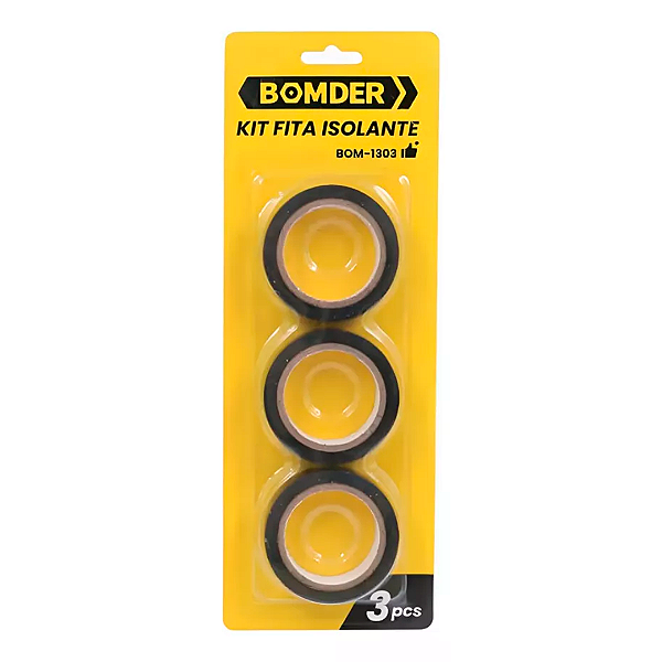 Kit 3 Peças Fita Isolante Preta Resistência À Água
