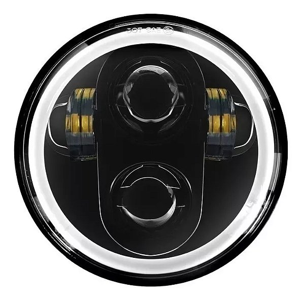 FAROL LED ANGEL EYES H4 DRL 5.75 POL (146mm) caminhão, moto, buggy, variant 12v/24v