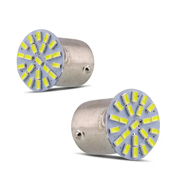 Kit 2 Lâmpadas 1 Polo LED 22 Leds Branco P/ Seta Carro ,Caminhão e Ônibus 24v