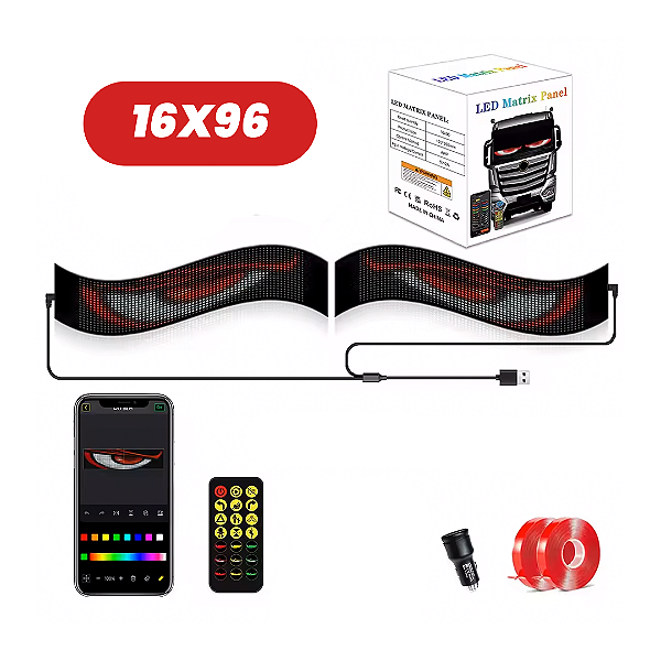 Par de Letreiro Led Programável Olhos De Caminhão