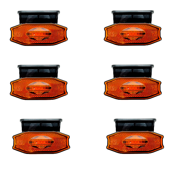 Kt com 6 lanterna Lateral Exclusive Âmbar Led Bivolt C Suporte E Fios