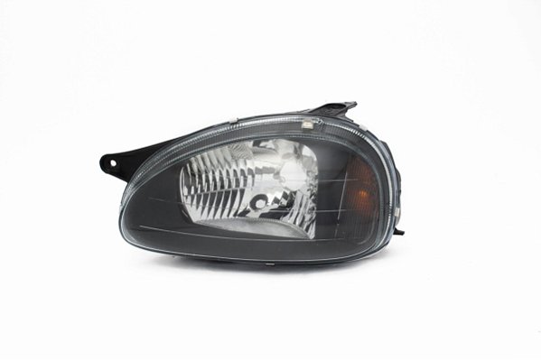 FAROL CORSA 00/01 CLASSIC 01/10 LE H4 CARCAÇA PRETA/ MOLDURA CINZA/ MASCARA NEGRA