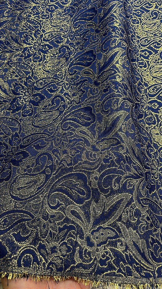 Jacquard Azul Royal com Dourado
