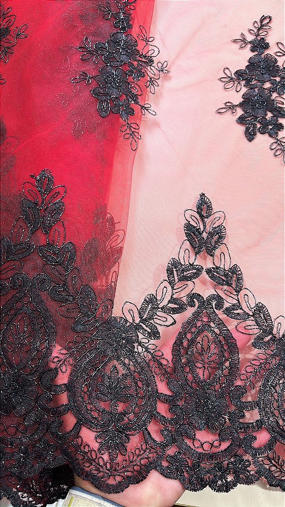 Tule Vermelho com Preto *PROMOÇÃO*