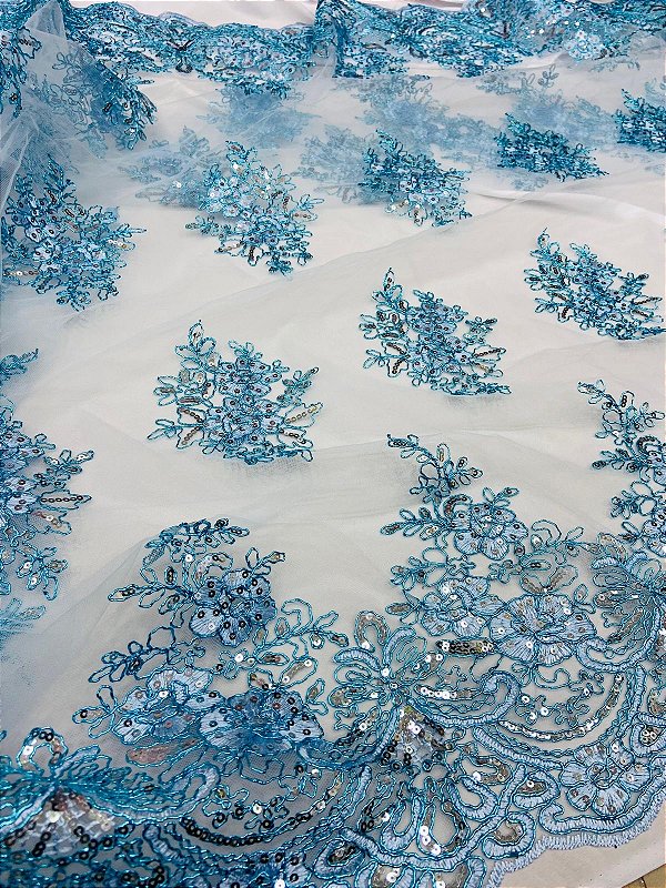 Tule Azul com Paetê
