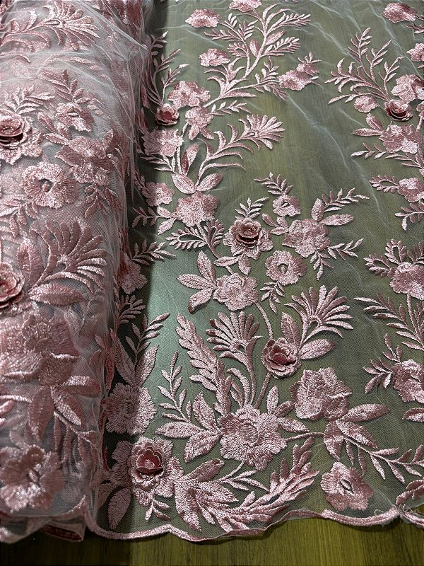 Tule Rosa Claro 3D Luxo