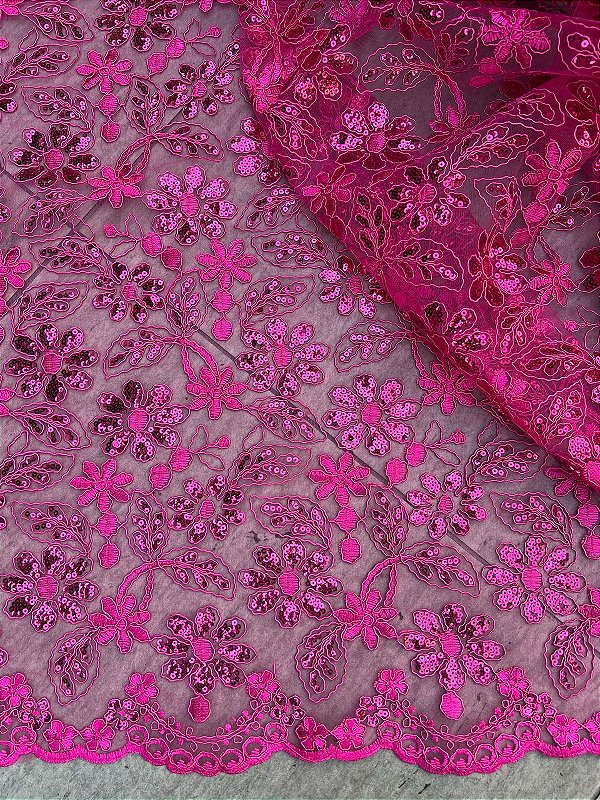 Tule Rosa Lantejoula