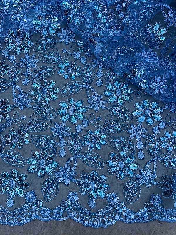 Tule Azul Lantejoula