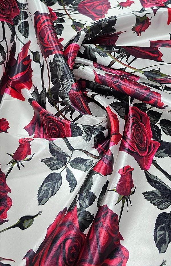 Cetim Estampado Rosas