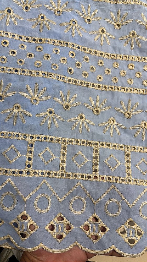Lesse Azul com Bege Bordado