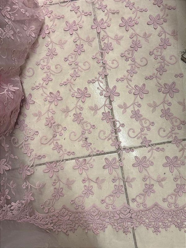 Tule Rosa Bordado
