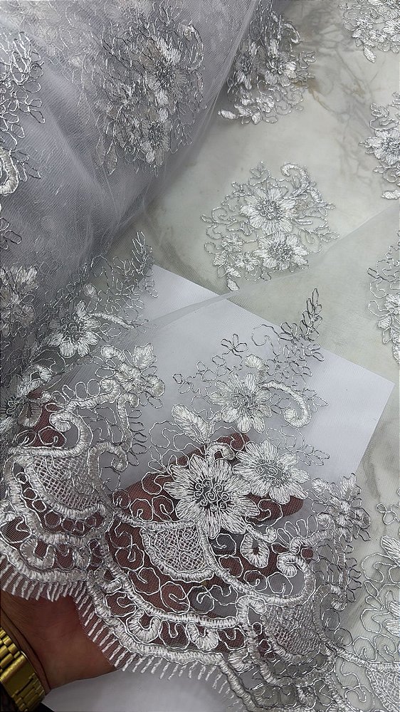 Tule Prata Bordado