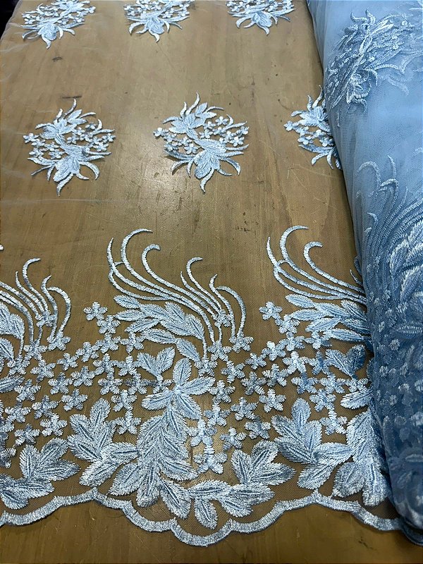 Tule Azul BB Bordado