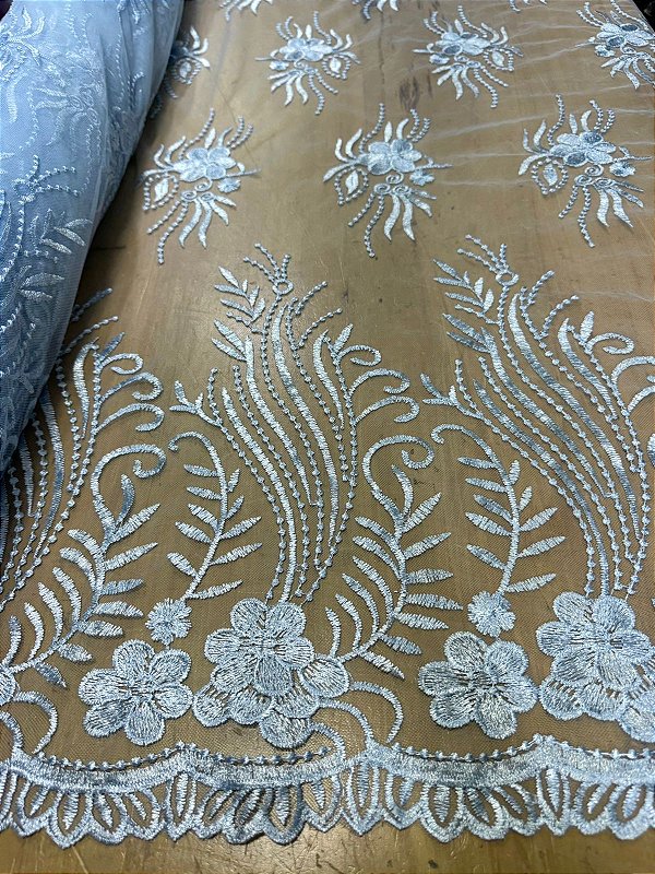 Tule Azul BB Bordado